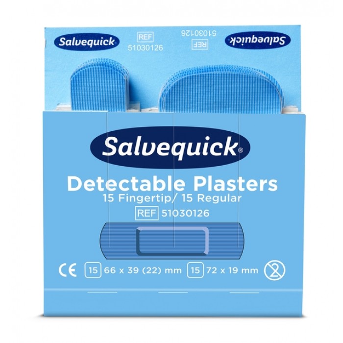 Pleisters Salvequick blauw detectabel mix 6x 30 stuks