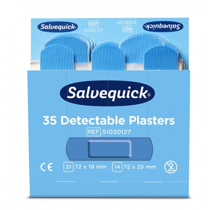 Pleisters Salvequick blauw detectabel refill 6x 35 stuks