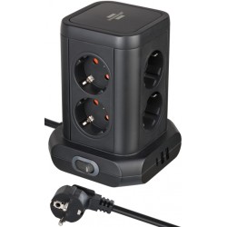 Stekkerdoos Brennenstuhl toren 8 voudig met 2x USB A 1x USB C PD zwart