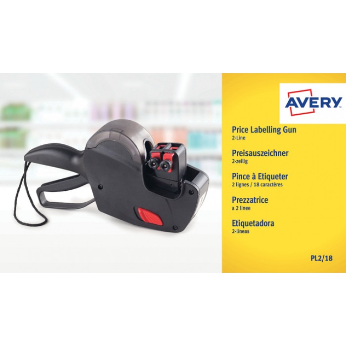 Etiketteertang Avery PL2/18 2 regels zwart