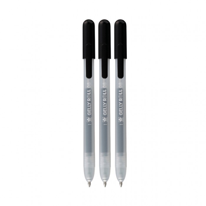 Gelschrijver Sakura Gelly Roll Classic 08 klikfunctie set à 3 stuks zwart