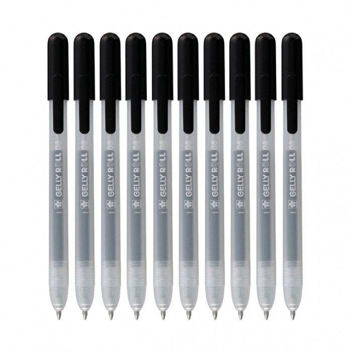 Gelschrijver Sakura Gelly Roll Classic 08 klikfunctie set à 10 stuks zwart