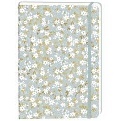 Notitieboek witte bloemen A5 lijn 92 pagina's softcover grijs