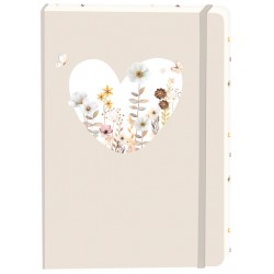 Notitieboek wit hart A5 lijn 92 pagina's softcover beige