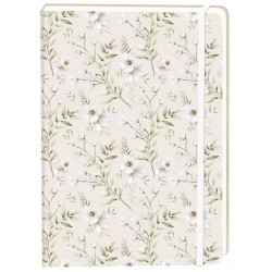 Notitieboek witte bloemen A5 lijn 92 pagina's softcover creme