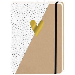 Notitieboek kraft gouden hart A5 lijn 92 pagina's softcover