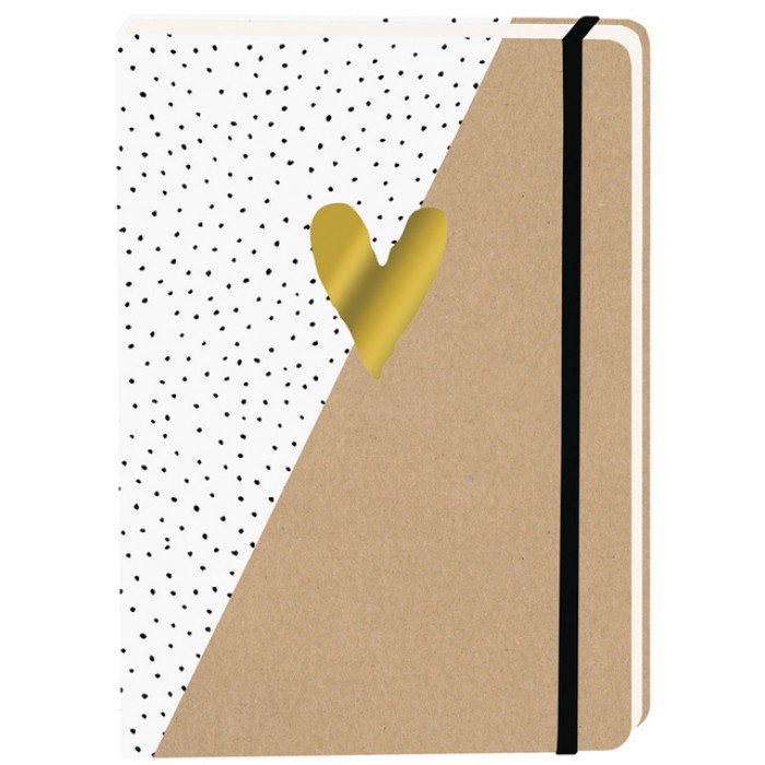 Notitieboek kraft gouden hart A5 lijn 92 pagina's softcover