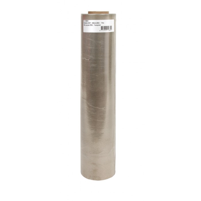 Wikkelfolie IEZZY 500mmx300m 17mu 100% recycled (PCR) transparant