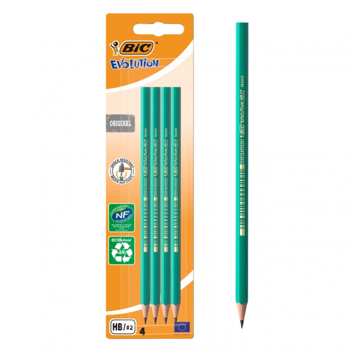 Potlood Bic Evolution ecolutions original zeshoekig HB 4 stuks