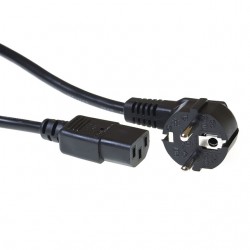 Kabel ACT STROOM C13 recht - CEE7/7 zwart 2.0 meter