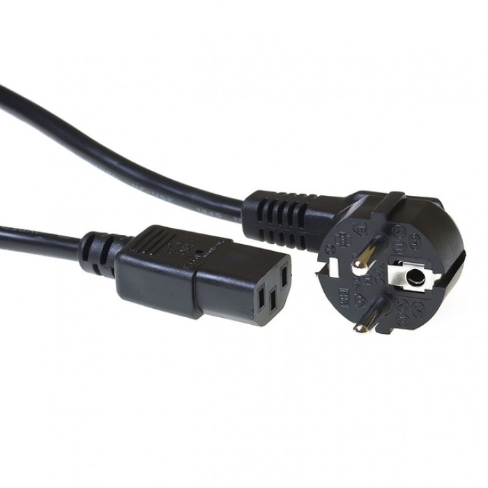 Kabel ACT STROOM C13 recht - CEE7/7 zwart 2.0 meter