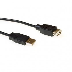 Kabel ACT USB 2.0 M/V zwart 1.8 meter