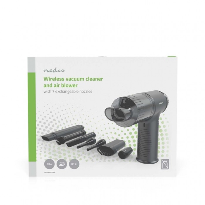 Handstofzuiger / luchtblazer Nedis 90W oplaadbaar zwart