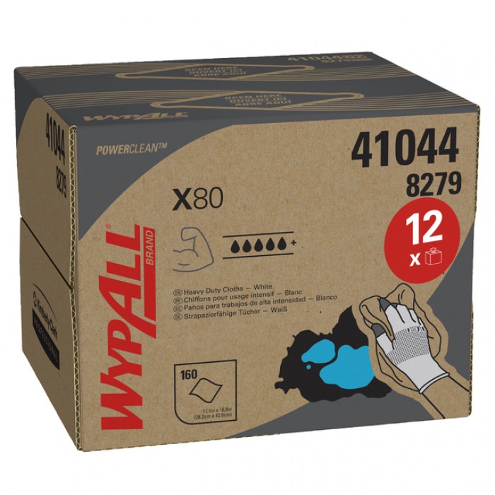 Poetsdoek WypAll X80 PowerClean 426x281mm 160vel dispenserdoos wit 8279