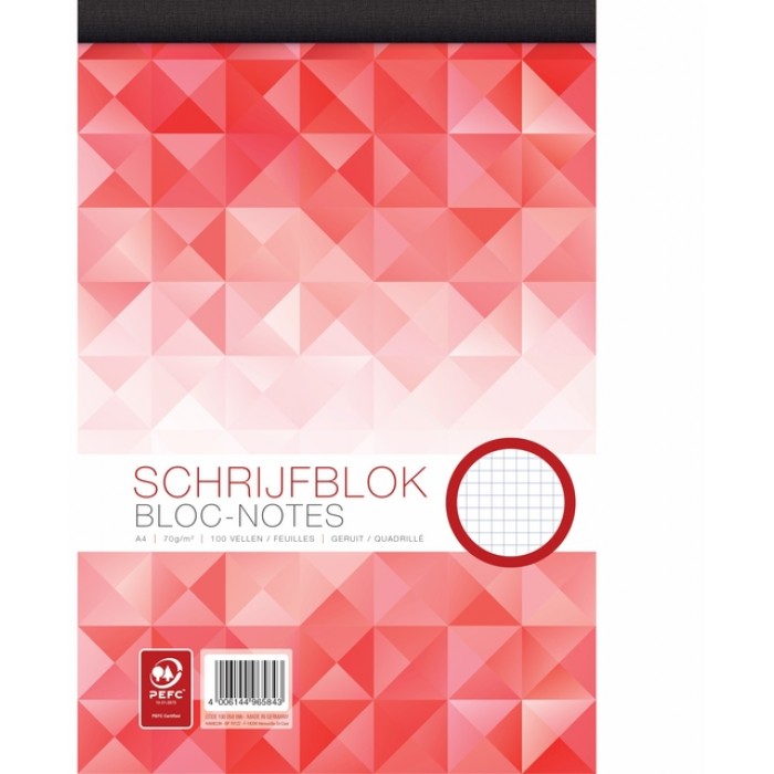 Schrijfblok WORK A4 ruit 5x5 mm 100vel 70gr