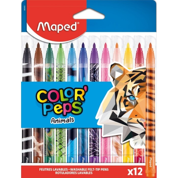 Viltstift Maped Color'Peps Animals set à 12 kleuren