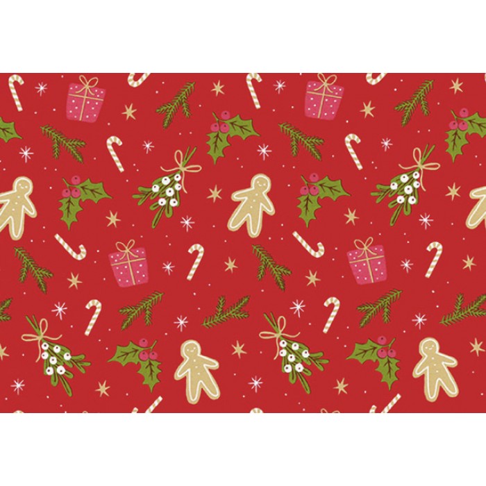 Apparaatrol Gingerbreadman rood 200mx50cm