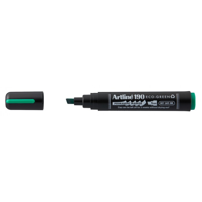 Permanent marker Artline 190 Dry Safe Eco schuin 2-5mm groen