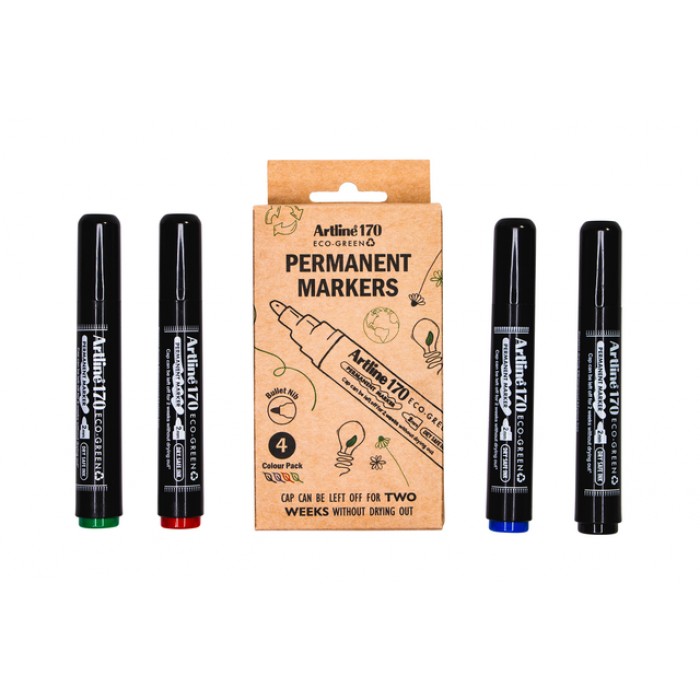 Permanent marker Artline 170 Dry Safe Eco rond medium ass 4 stuks