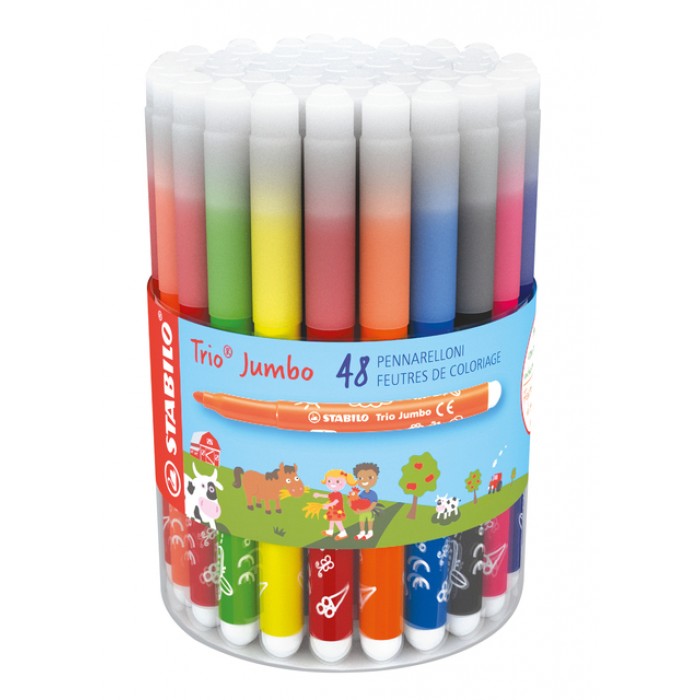Viltstift STABILO Trio Jumbo 380 XL assorti classpack à 48 stuks