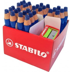 Whiteboardpotlood STABILO MARKdry incl 2 slijpers blauw classpack 30st