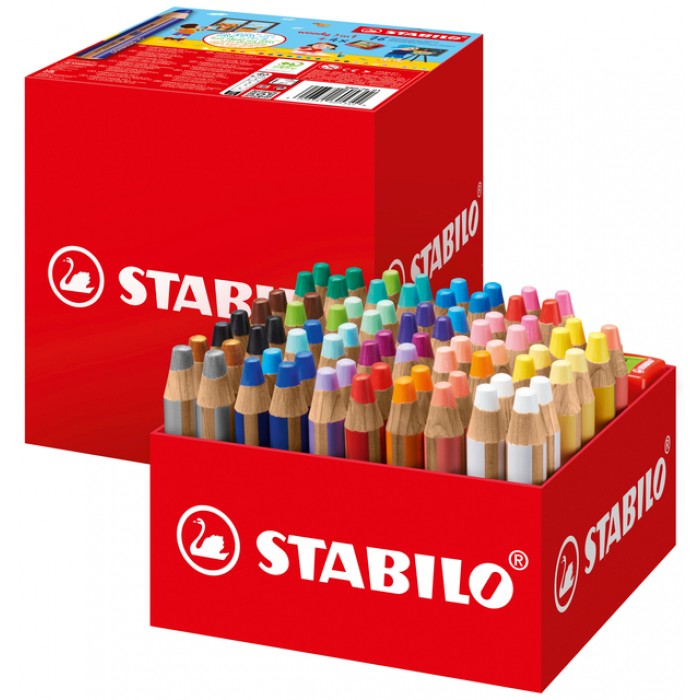 Kleurpotloden STABILO 882 woody 3 in 1 incl 4 slijpers classpack 76st