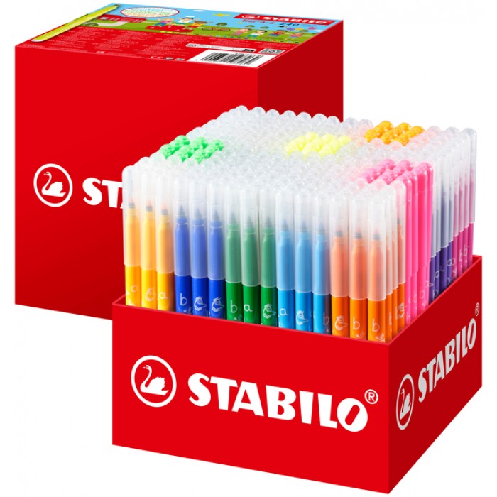 Viltstift STABILO Trio A-Z 378 fijn assorti classpack à 240 stuks