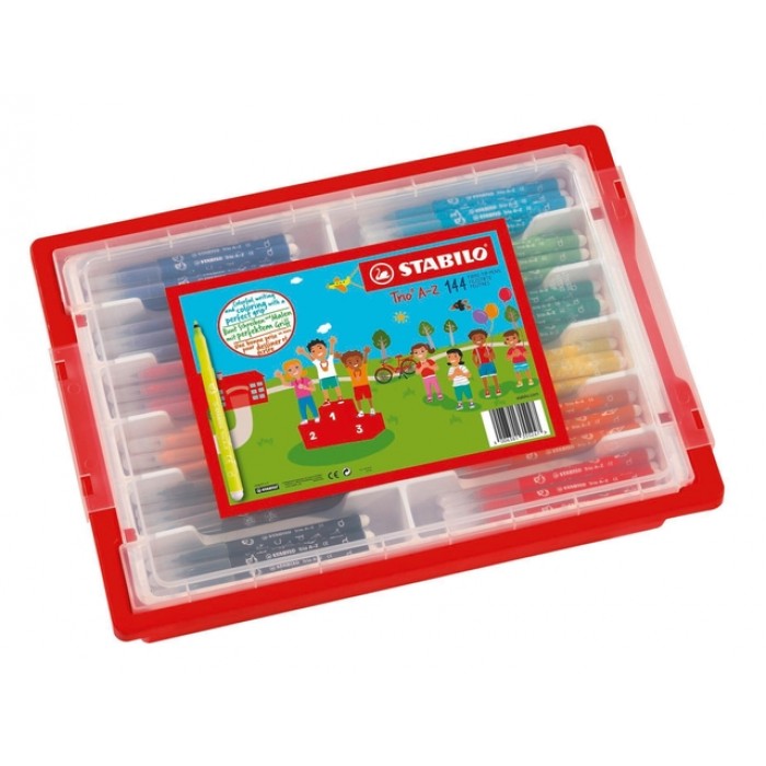 Viltstift STABILO Trio A-Z 378 fijn assorti classpack à 144 stuks