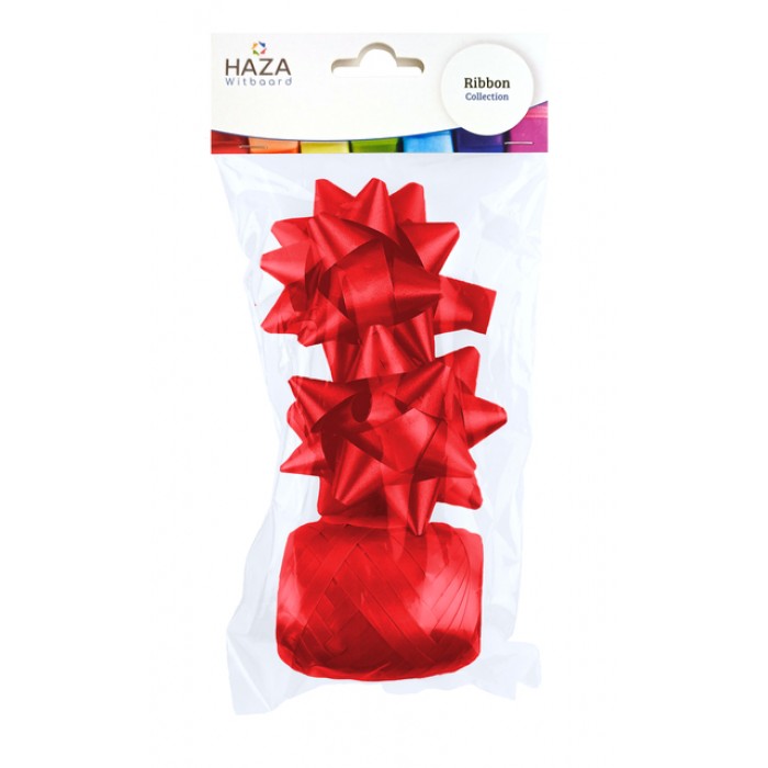 Cadeaulint Haza polyband en 2 rozetten rood