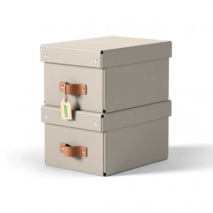 Opbergdoos Leitz Puro deksel 7 liter set van 2 beige