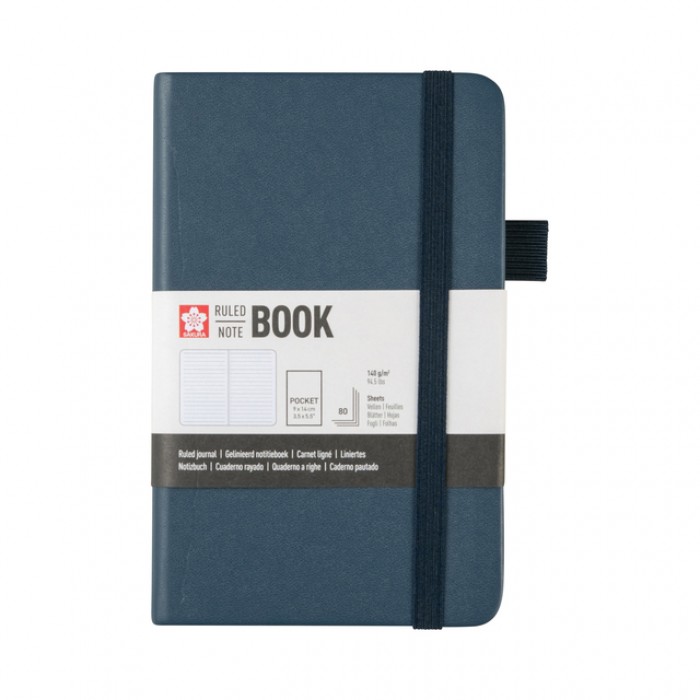Notitieboek Sakura pocket 90x140mm lijn hard cover donker indigo