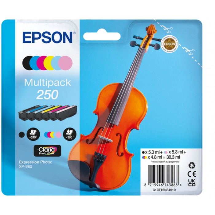 Inktcartridge Epson 250 T16N84 zwart + 5 kleuren