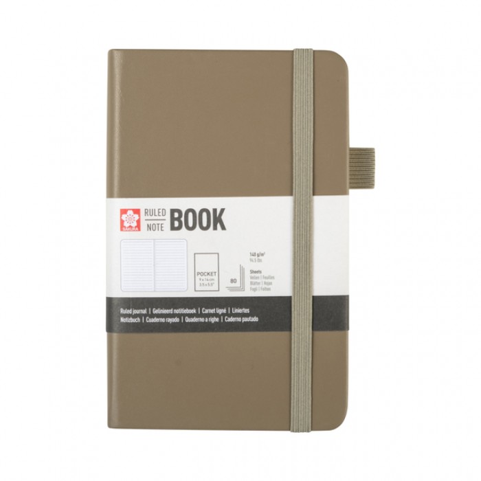 Notitieboek Sakura pocket 90x140mm lijn hard cover sintel