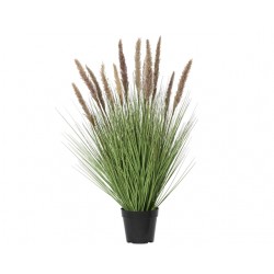 Kunstgras Everlands met pluimen bruin 80cm in pot pvc