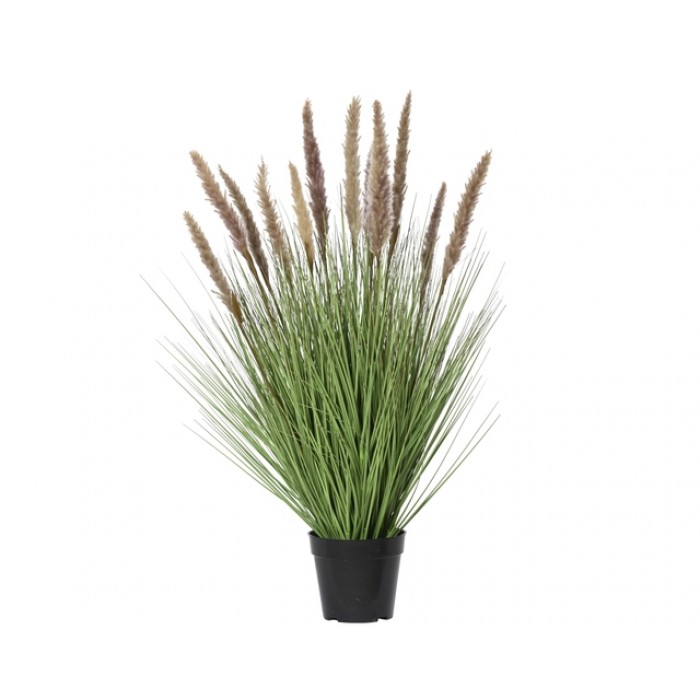 Kunstgras Everlands met pluimen bruin 80cm in pot pvc