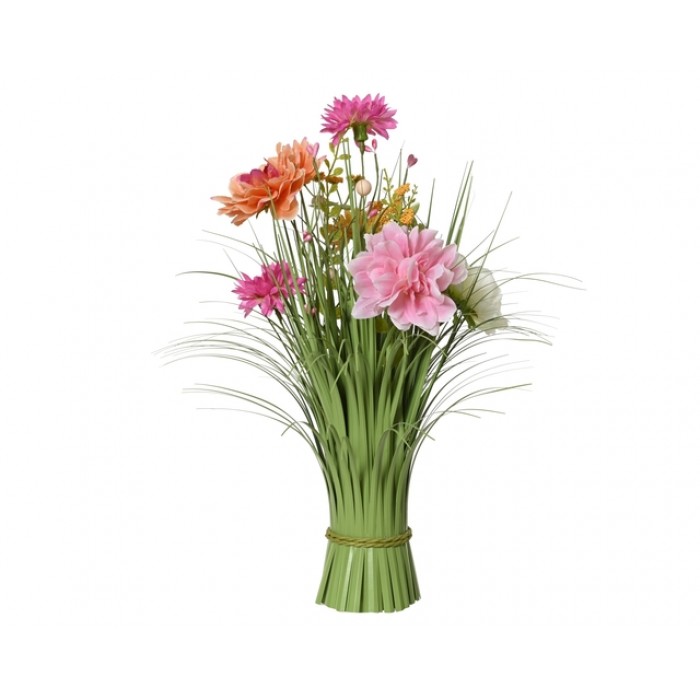 Kunstgras Everlands met bloemen roze 40cm polyester