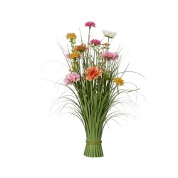 Kunstgras Everlands met bloemen roze 70cm polyester