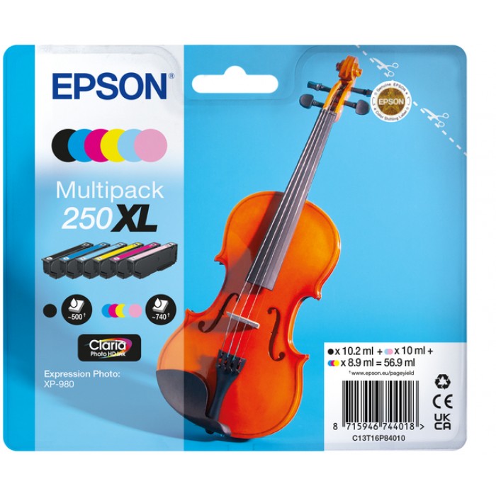 Inktcartridge Epson 250XL T16P84 zwart + 5 kleuren