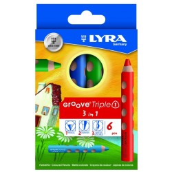 Kleurpotlood LYRA Groove Triple One extra dik set &agrave; 6 kleuren