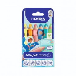 Kleurpotlood LYRA Groove Triple One extra dik set &agrave; 6 pastelkleuren