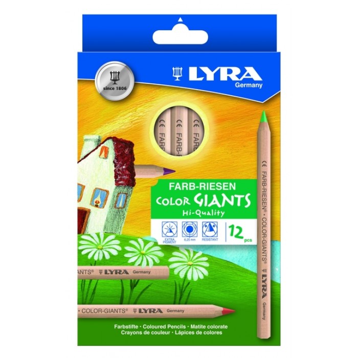 Kleurpotlood LYRA Color Giants Nature set &agrave; 12 kleuren