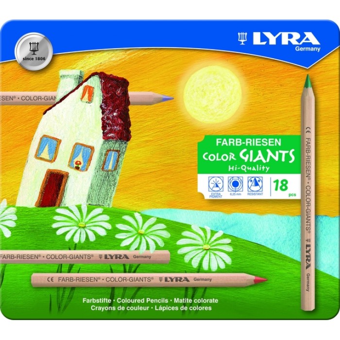 Kleurpotlood LYRA Color Giants Nature blik &agrave; 18 kleuren