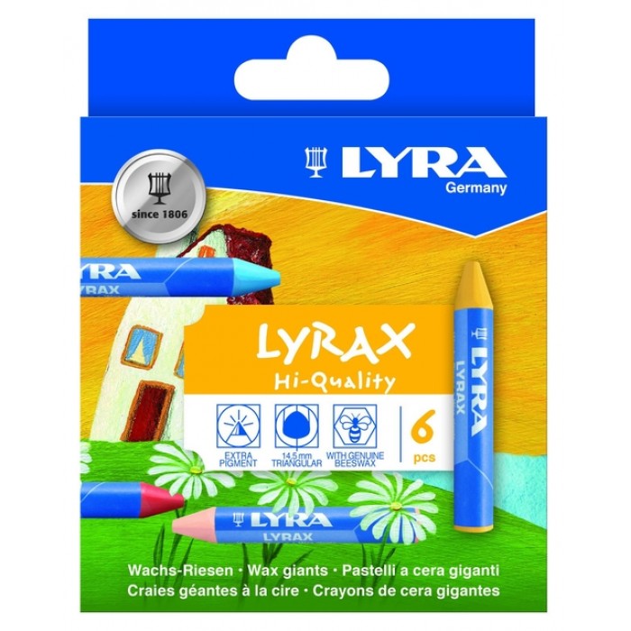 Waskrijt LYRA Lyrax Wax Giants set &agrave; 6 kleuren