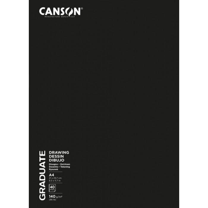 Schetsboek Canson Graduate 20vel 140gr A4 wit
