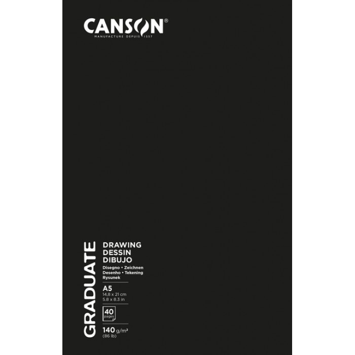 Schetsboek Canson Graduate 20vel 140gr A5 wit