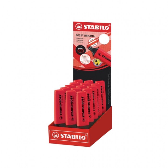 Markeerstift STABILO Boss 70/48 echt rood display &agrave; 15 stuks