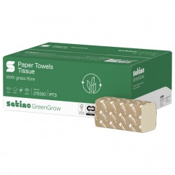 Handdoek Satino PT3 GreenGrow v-vouw 2-laags 250x230mm 15x214 vel naturel 278390