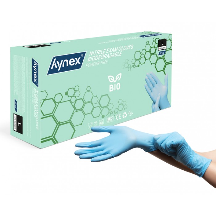 Handschoen Hynex nitril Bio L blauw 3.5gr 100 stuks