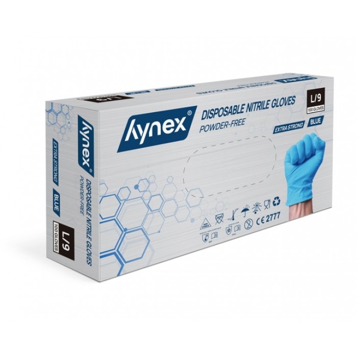 Handschoen Hynex nitril L blauw 5gr extra sterk 100 stuks