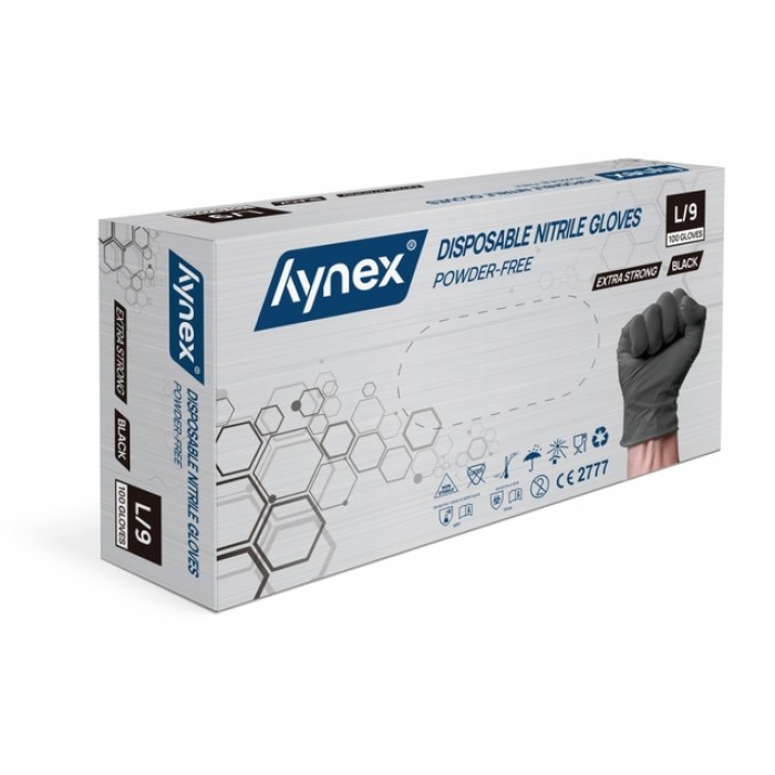 Handschoen Hynex nitril L zwart 5gr extra sterk 100 stuks